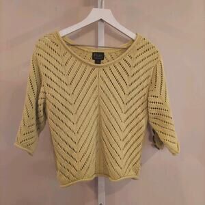 Pure‎ Handknit Sweater Size S/M Green Chunky Artsy Lagenlook Art to Wear